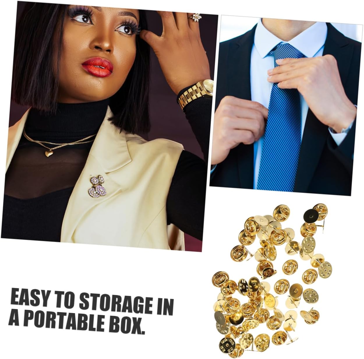 VILLCASE 250sets Pin Backing Locking for Enamel Pins Tie Tacks Jewelry Making Easy to Use Portable Storage Box