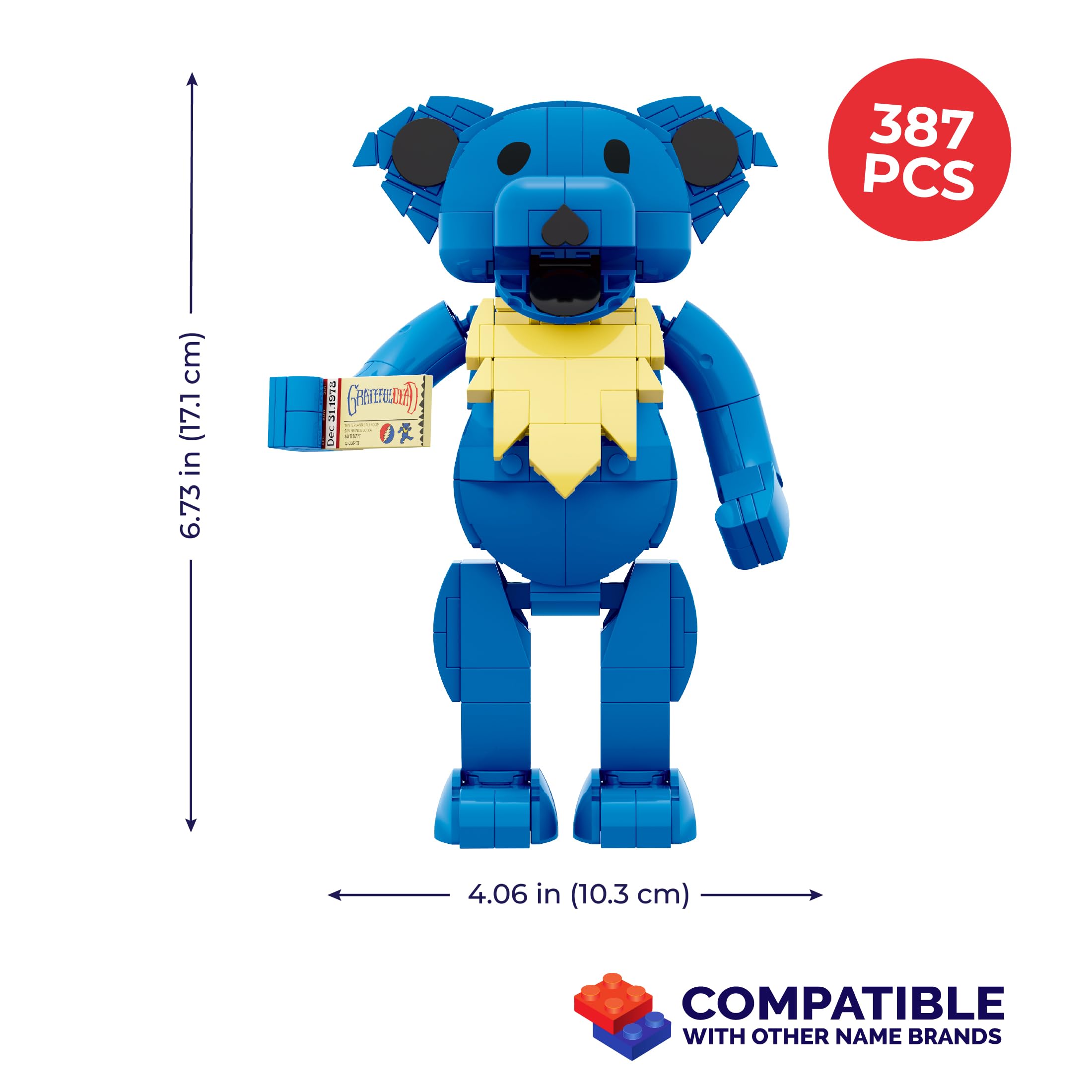 レアLovebug;Grateful dead bear Brickcraft Grateful Dead Stealie Blue Dancing Bear Building Brick