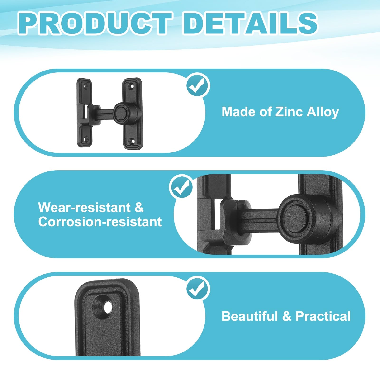 QUARKZMAN 2Pcs 90/180 Gradi Serratura A Battente Orientabile Lega Di Zinco