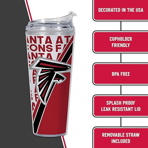 Miniatura 56 de Rico Industries NFL Football - Vaso de acrílico de 24 onzas con tapa con bisagras, vaso de doble pared con licencia oficial para fanáticos de la NFL