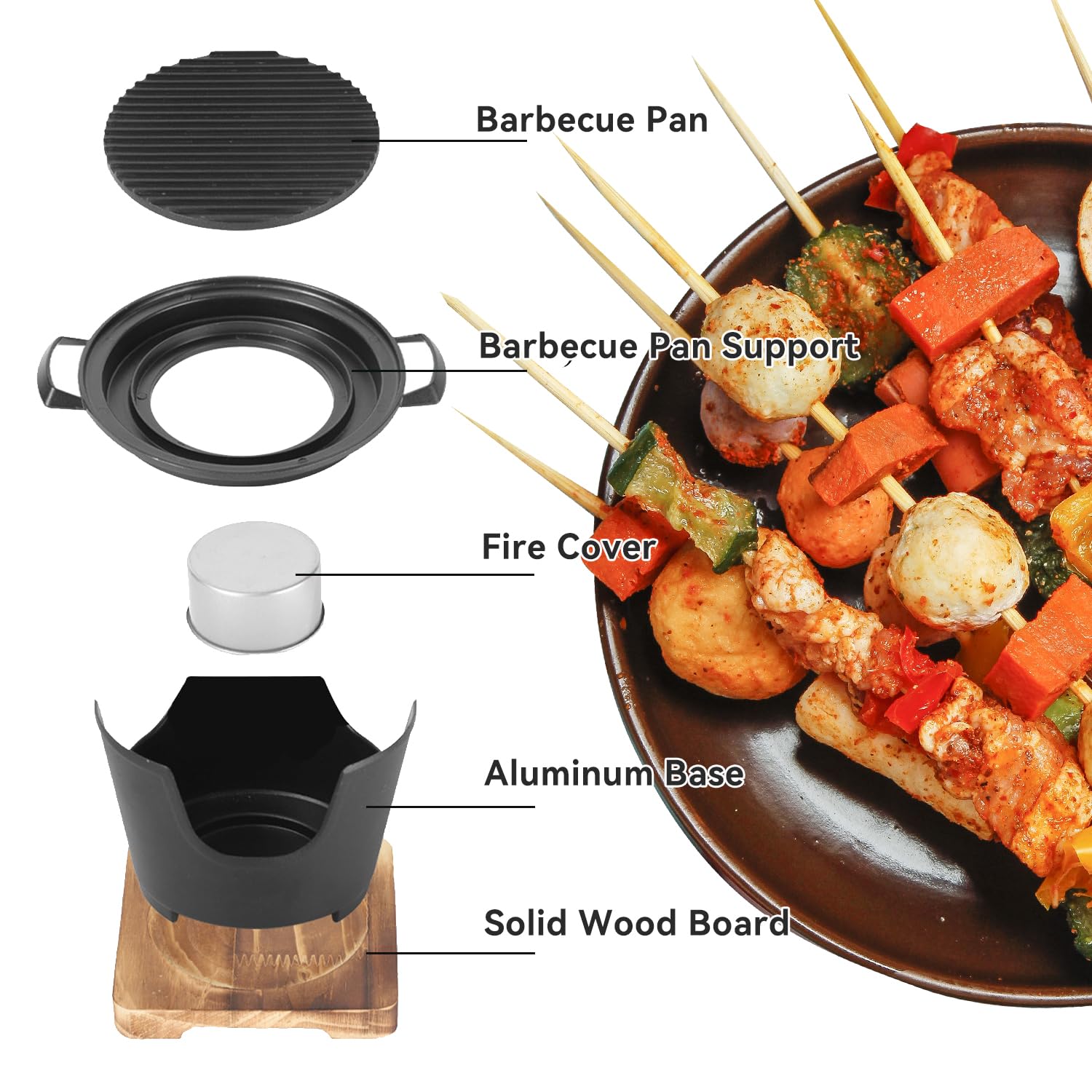 Przenośny mini grill na węgiel drzewny - przydymiony koreański grill na kemping w domu i na zewnątrz, idealny na imprezy na plaży - kompaktowy rozmiar (26 x 21 x 12,4 cm)
