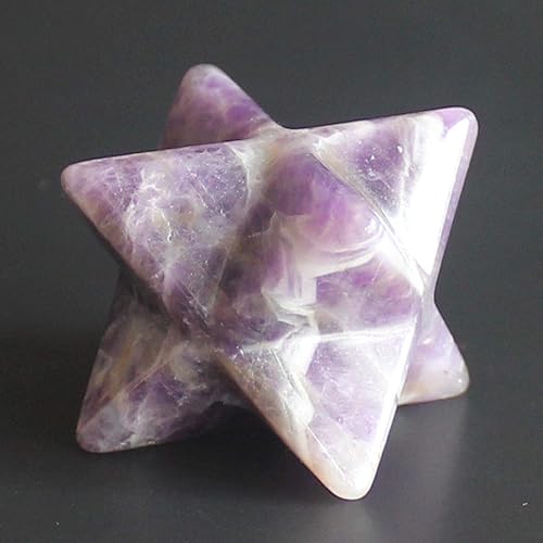 Miniatura 2 de Piedra preciosa mixta de 1.5 pulgadas, geometría de cristal Merkaba Star Chakra Reiki Curación (amatista)