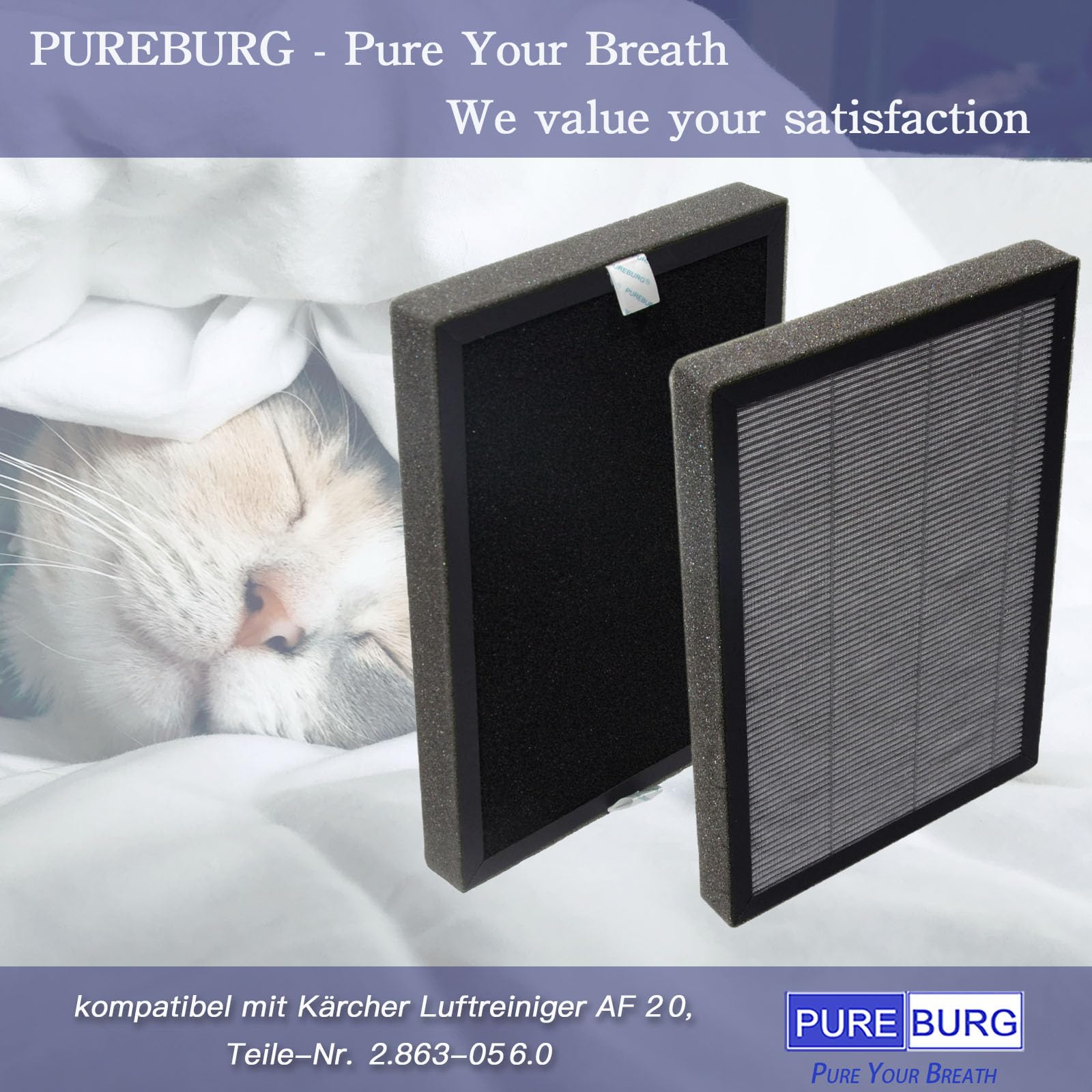 PUREBURG Replacement Filter Compatible with Beurer LR 300/LR 310 Air Purifier, 2 Pieces H13 HEPA and Pre-Filter x 4