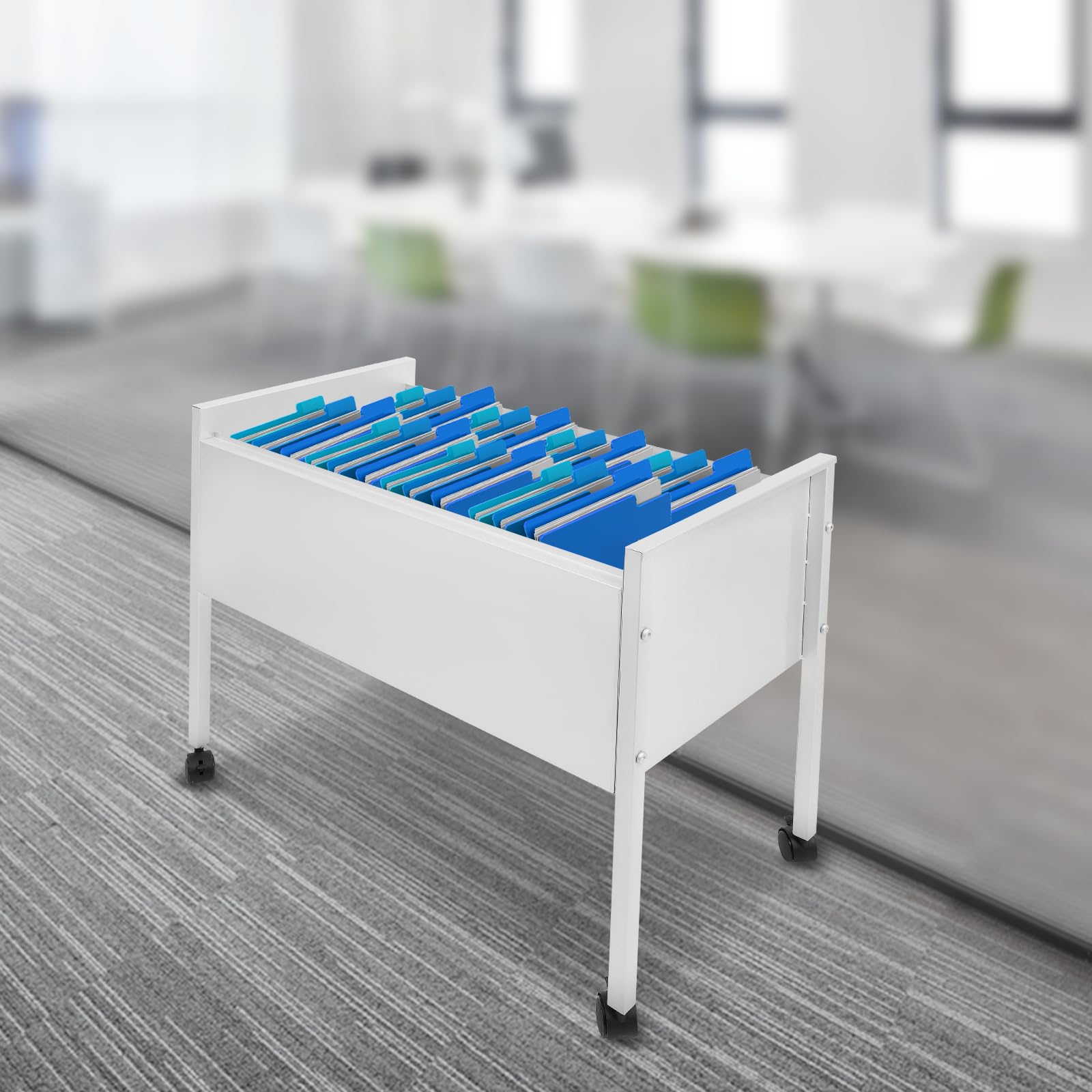 Carro archivador colgante 100 Carro de oficina con ruedas duradero para oficinas, salas de conferencias, estudio, apartamentos (plata 70 x 37 x 60 cm (capacidad 80))