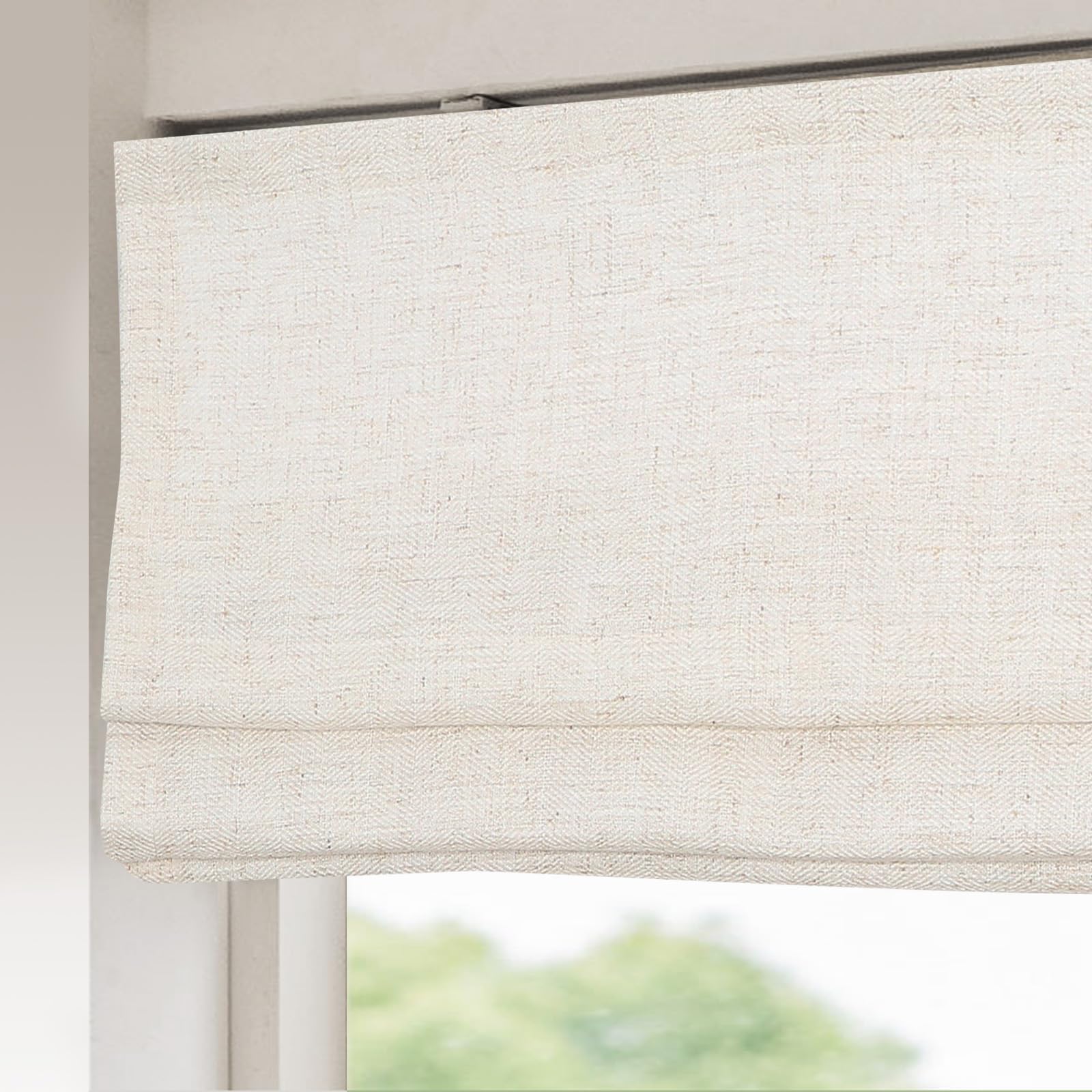 Artdix Cordless Roman Shades Blinds Window Shades, Beige Blackout Solid Fabric