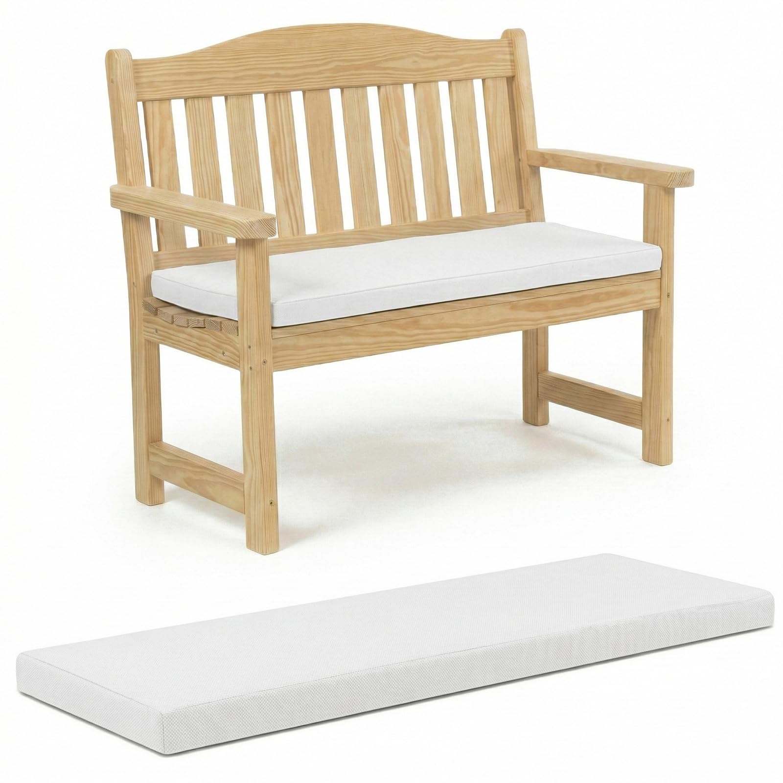 Outdoor/Indoor Water Resistant 2 Seater Bench and Patio Furniture Padded Cushion only Garden Furniture Pad 108 x 45 x 6 thick (White) โ image 1