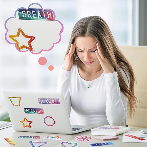 Miniatura 5 de Crtiin 80 calcomanías sensoriales para la ansiedad con citas inspiradoras, tiras texturizadas tranquilas, para alivio de la salud mental, cinta