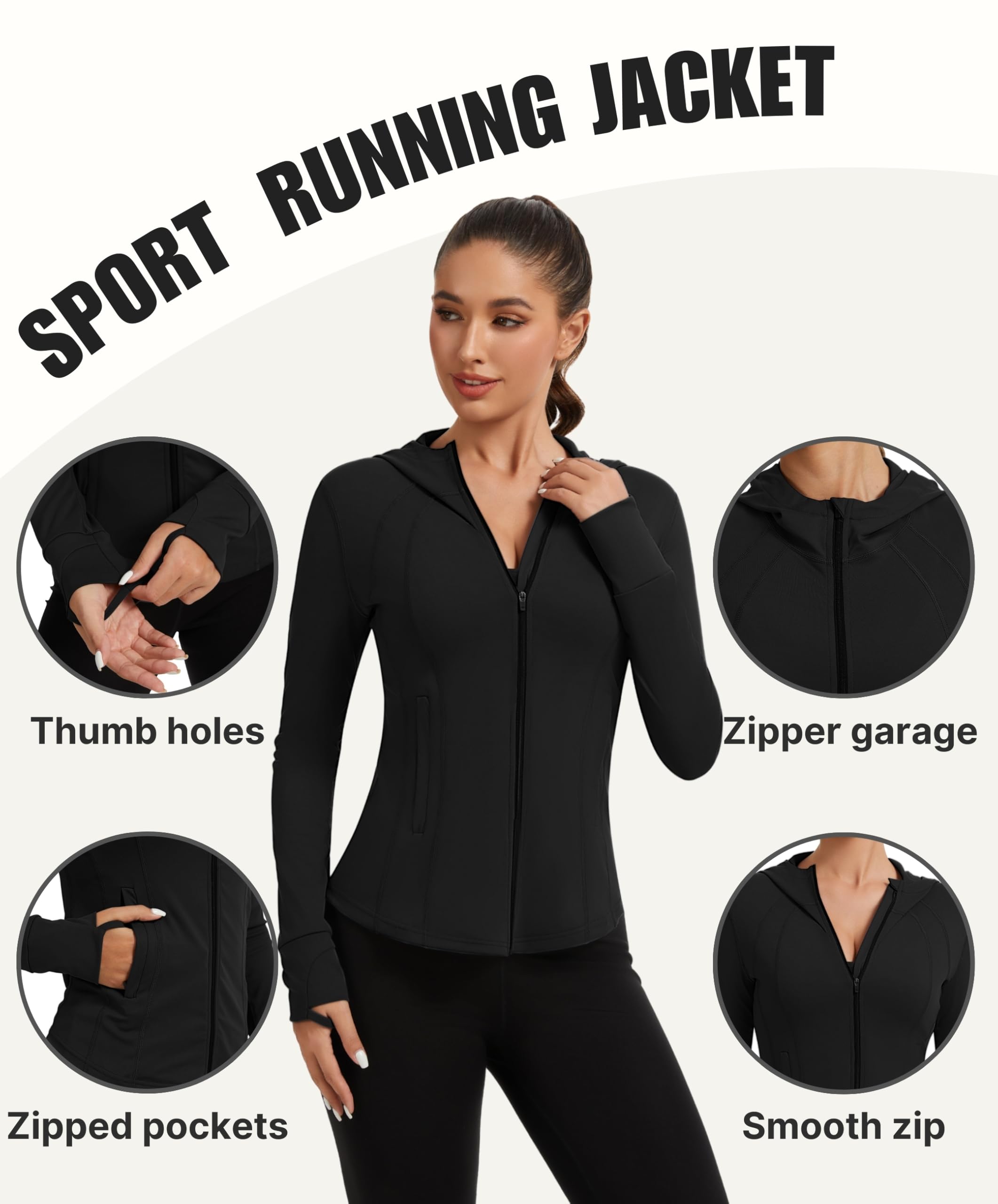 AMZSPORT Sportjacke Damen Atmungsaktive Laufjacke Eng Trainingsjacke für Yoga Gym Sport