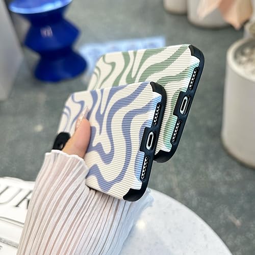 Miniatura 7 de Funda diseñada para iPhone 14 Pro Max, piel sintética suave TPU y bonito arte ondulado pintado para mujeres y niñas, protector delgado a prueba de