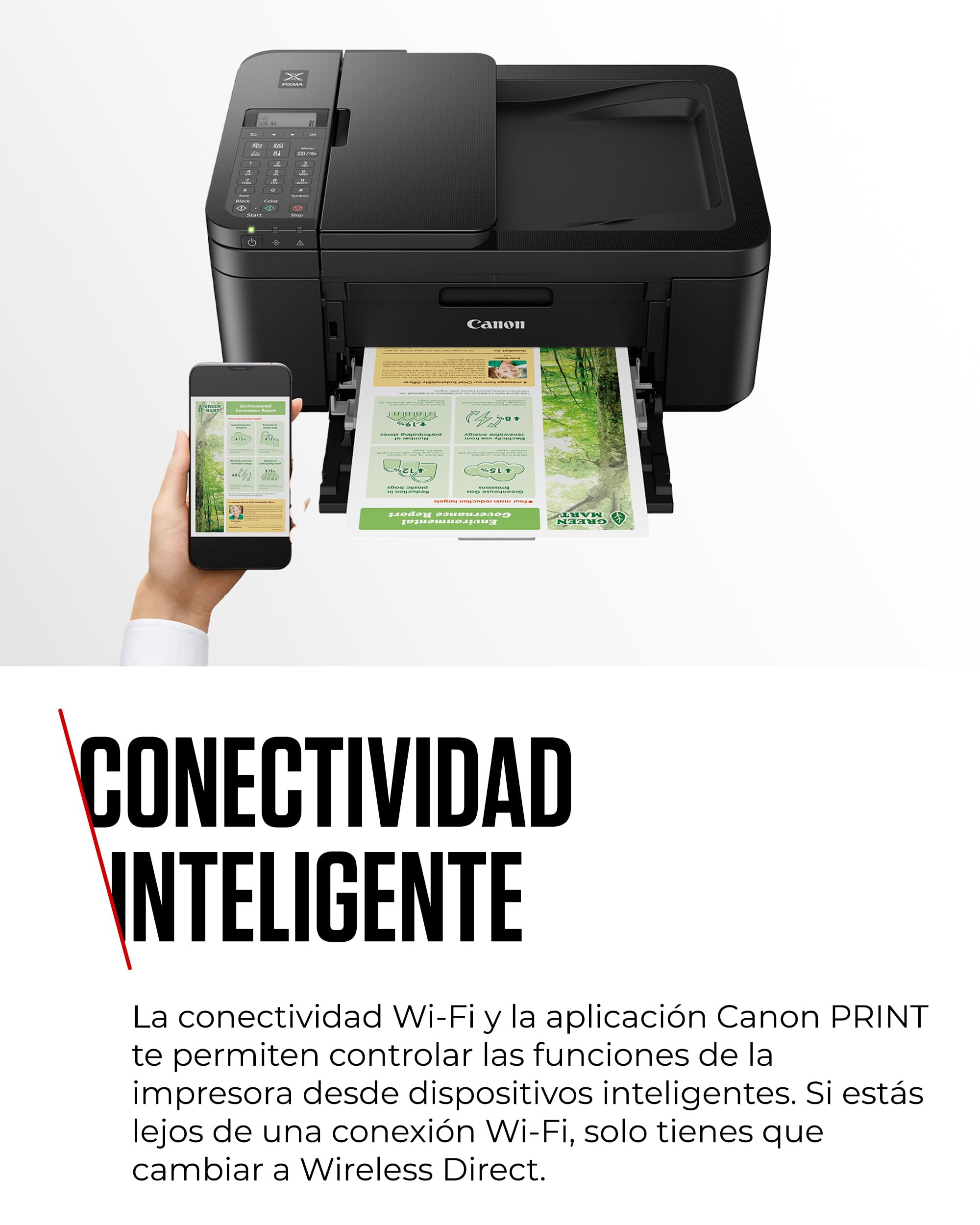 Canon Pixma TR4750i Impresora Multifunción 4 en 1, Sistema de Inyección de Tinta, Impresión, Escaneo y Copia, WiFi, Pixma Print Plant, ADF de 20 Hojas, Impresión a Doble Cara Automática, Negro