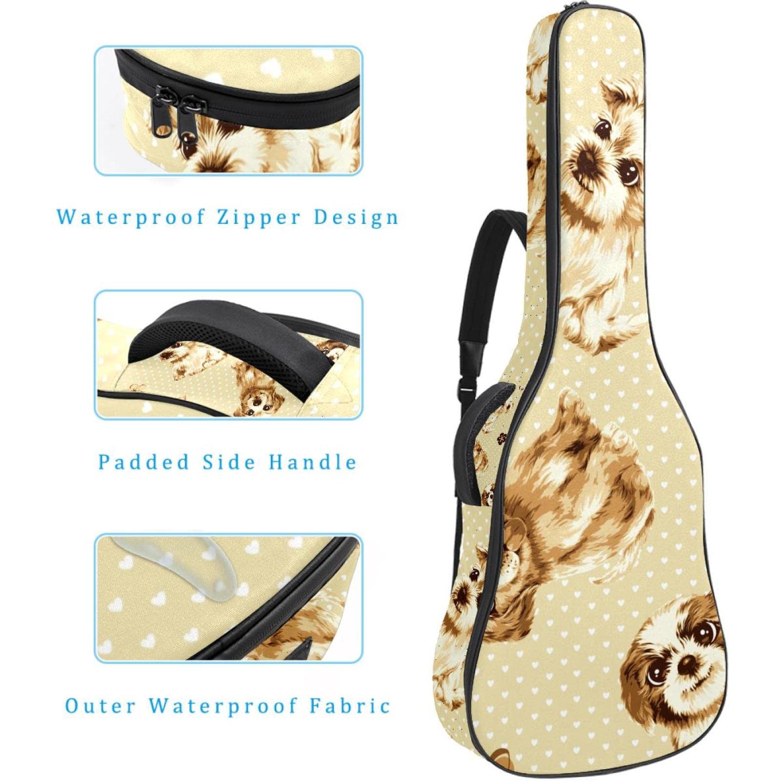 Torba na gitarę akustyczną, wodoodporny plecak, gruby, miękki, wyściełany, gitary akustyczne i elektryczne, gitara klasyczna, kolor2, 42.9x16.9x4.7 in, Organizer do torby