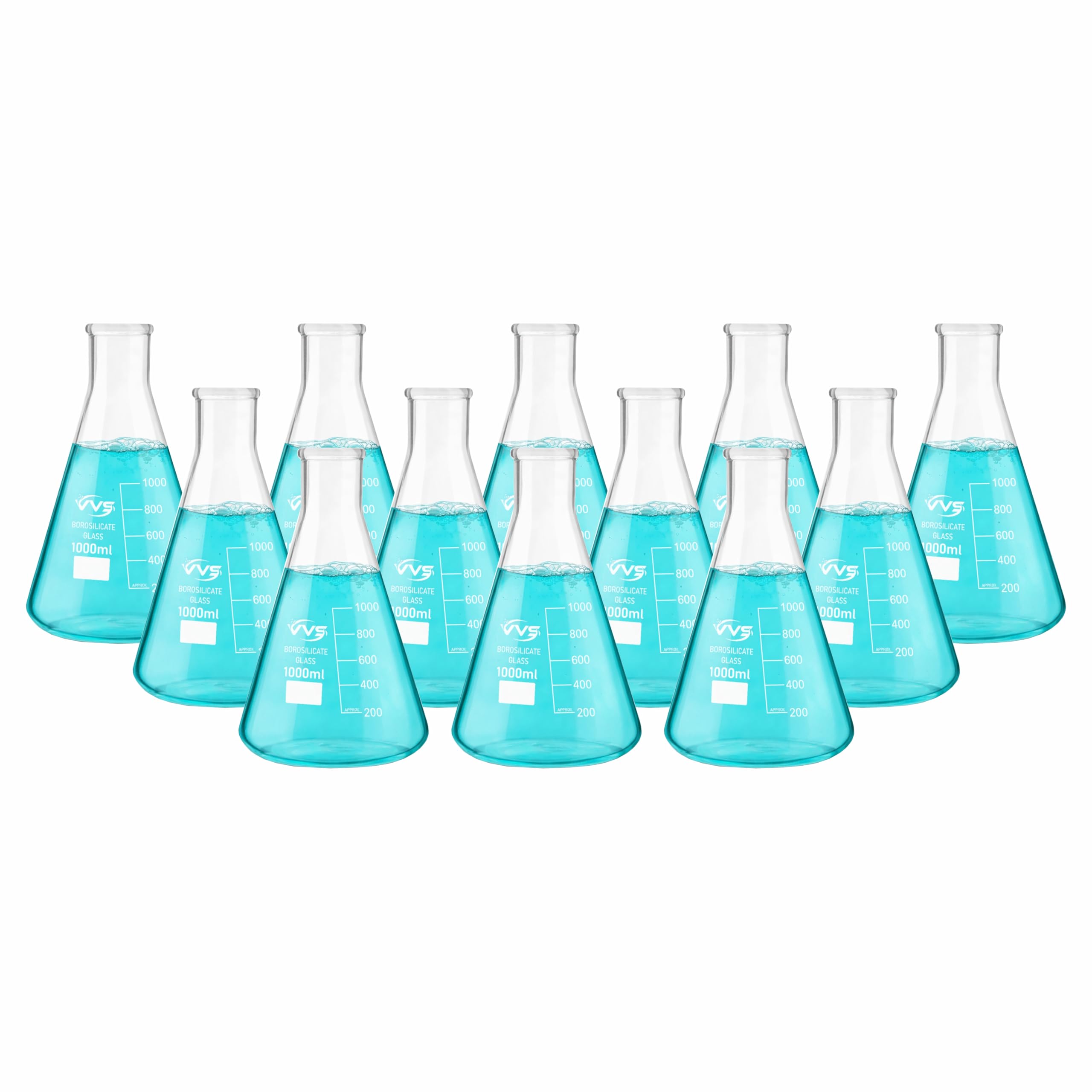 VVS Borosilicate Glass 3.3 Measuring Conical Flask 1000ml Pack of 12 for Lab Laboratory, School, College and Professional use-image-29