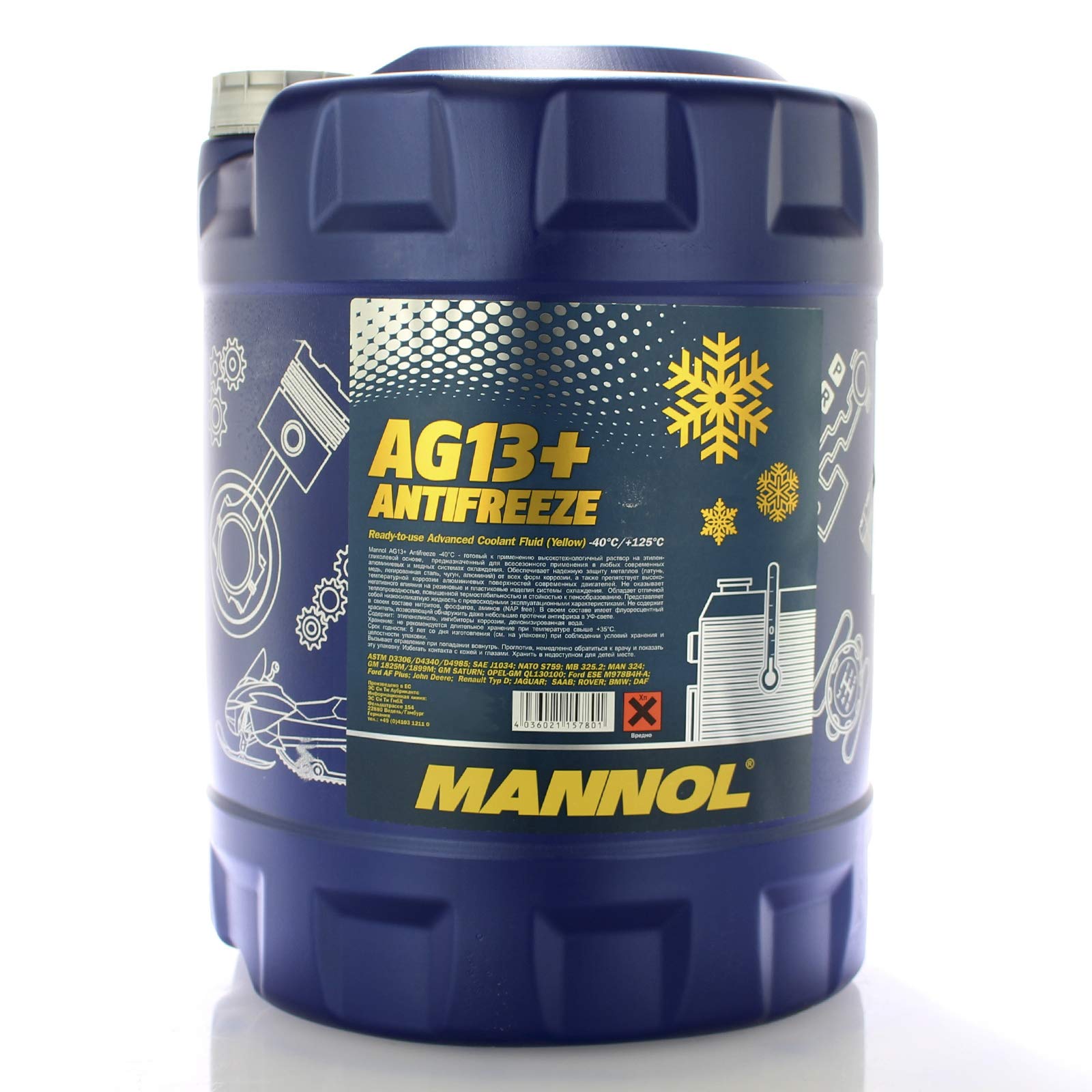 MANNOL MN4014-20 Anticongelante Liquido refrigerante Líquido anticongelante Refrigerante | Tecnología Híbrida Hoat, protege el aluminio, el latón y el cobre de la corrosión, cumple con ASTM D3306, AFNOR y SAE J1034