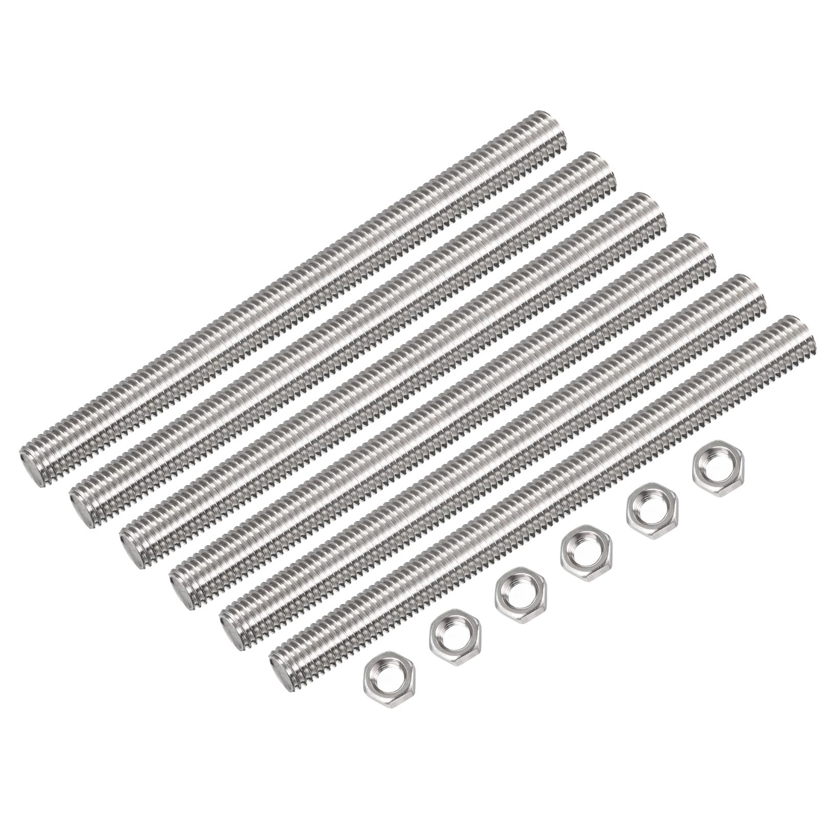 QUARKZMAN 15 Paquete M10 x 350mm Totalmente Roscada Varilla con 15 Paquete Hexagonales Tuercas, 1,5mm Rosca Paso 304 Inoxidable Acero Derecha Mano Roscada Varillas Barra Pernos