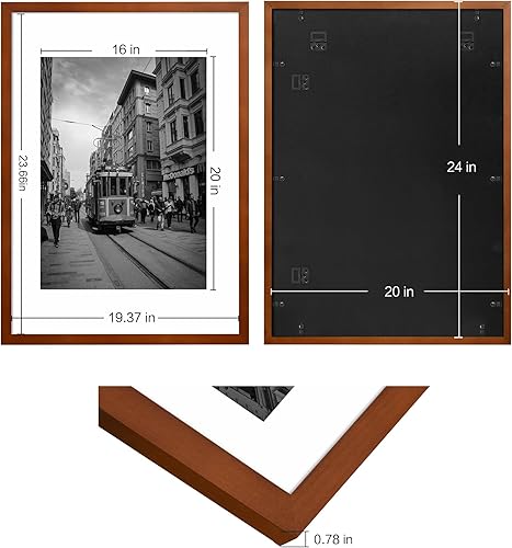 Vista 94 de Marco de 20 x 24 pulgadas, marco de fotos de 20 x 24 pulgadas, con paspartú a 16 x 20 pulgadas, marco de madera maciza, para colgar en la pared