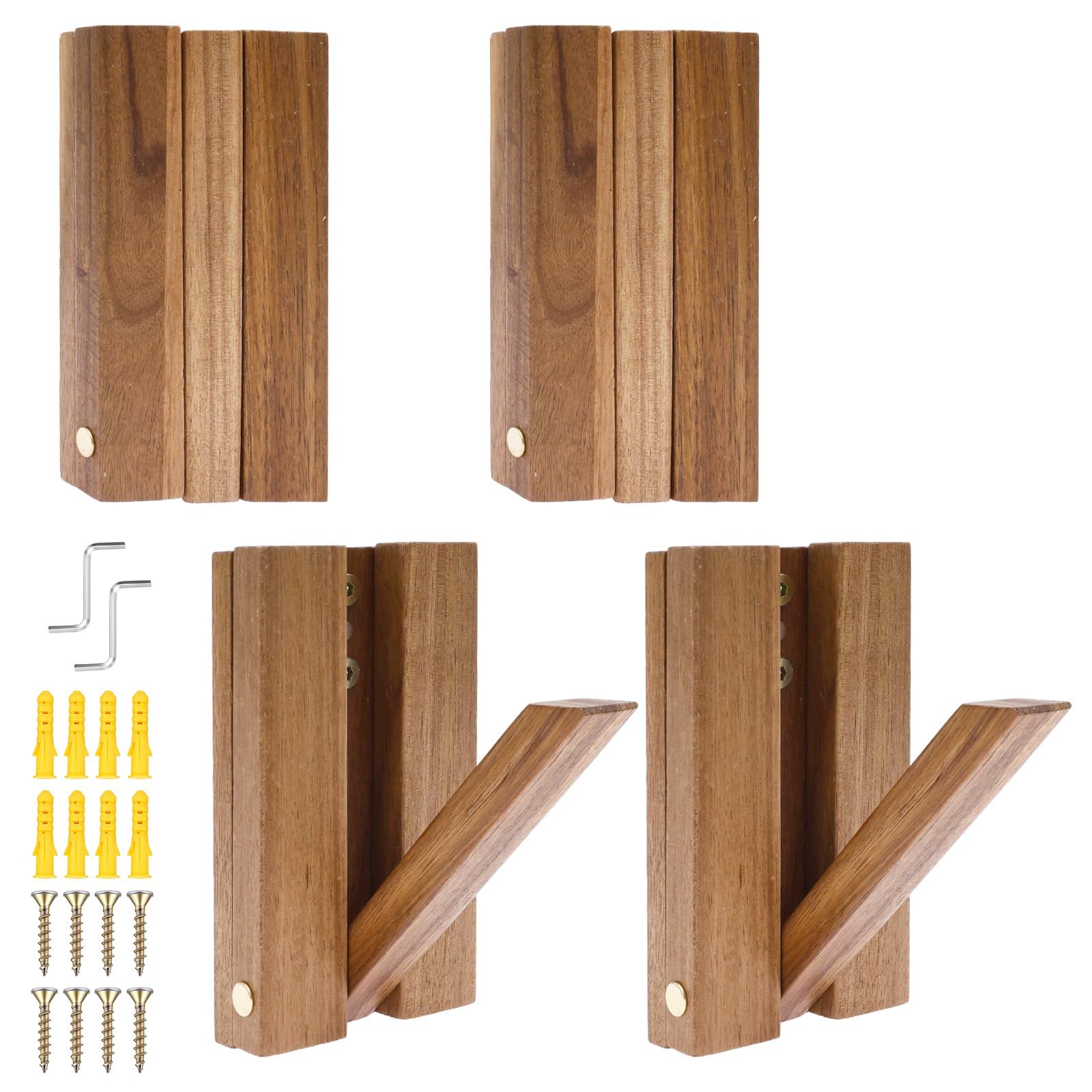 Hzuizxyo 4Pcs 2/ Wood Wall Hook,Flip‑Down Wall Hooks Rustic Foldable Hook For Jacket Space Saving Design For Hallway(4Pcs)