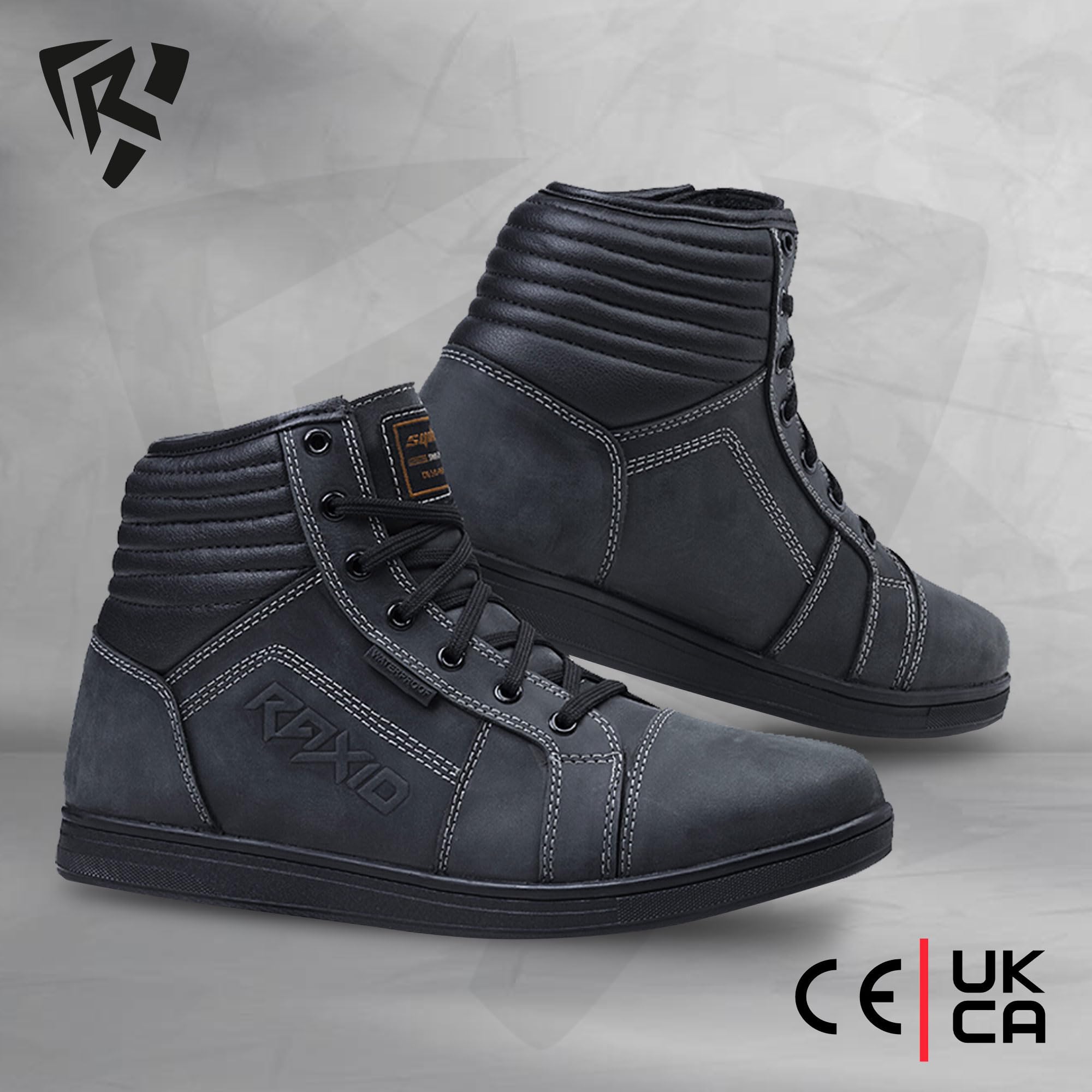 RAXID Chaussures de moto urbaines décontractées pour homme et femme - Imperméables, certifiées CE, cuir véritable, antidérapantes