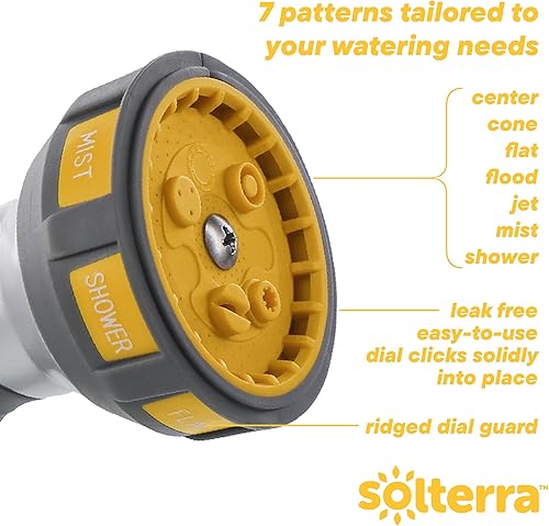 Miniatura 3 de Solterra Boquilla de manguera de jardín de 7 patrones con gatillo trasero