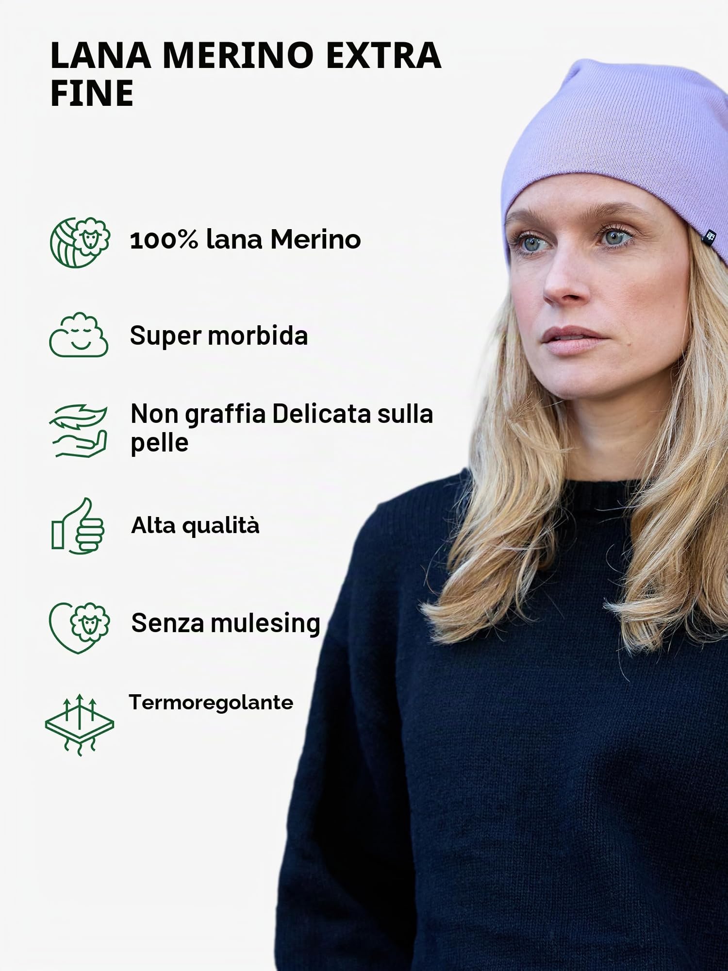 Enter the Complex® Berretto in Lana Merino Uomo et Donna, Caldo Berretto in Maglia fine