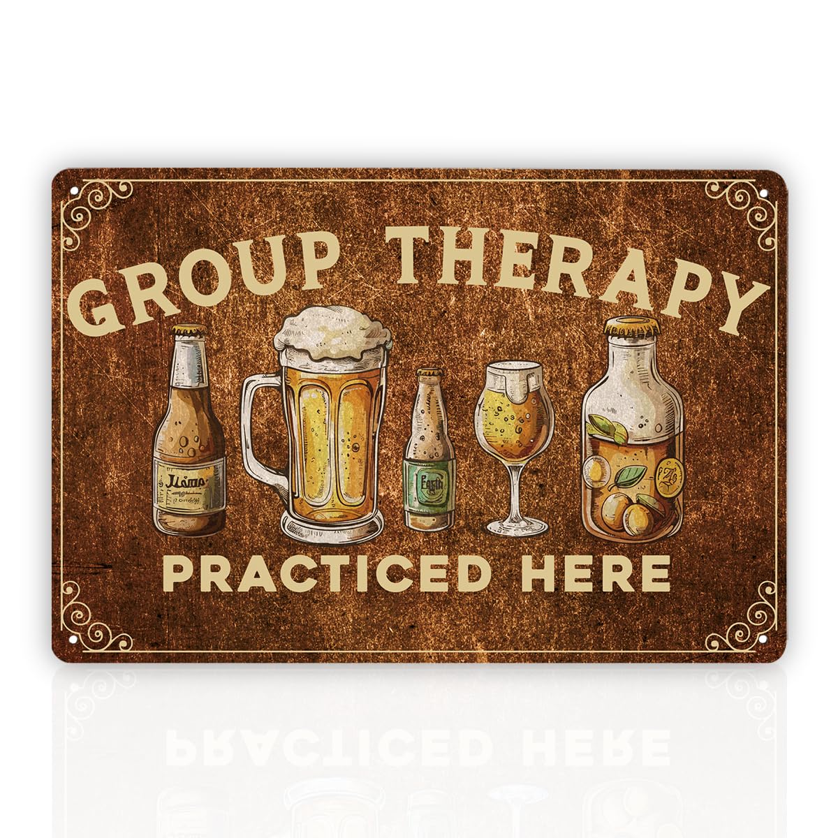 Group Therapy Practiced Here Bar Tin Sign, 11.8x7.9in