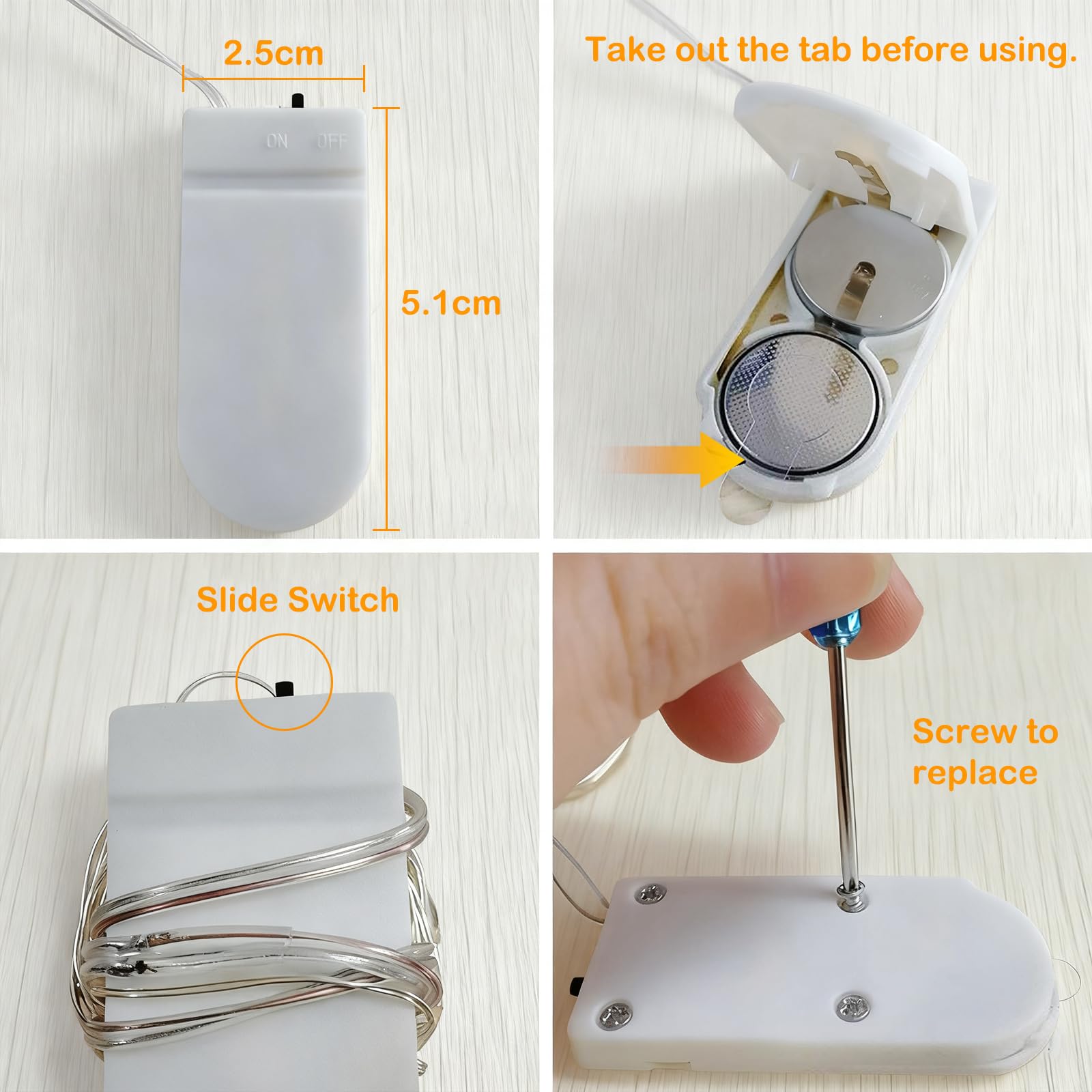 Lichterkette, batteriebetrieben, 24 Packungen 24 m, 30 LEDs + 6 Ersatzbatterien, Kupferdraht, Glühwürmchen-Lichter, Wohnheimdekoration, DIY-Kostüm (warmweiß)