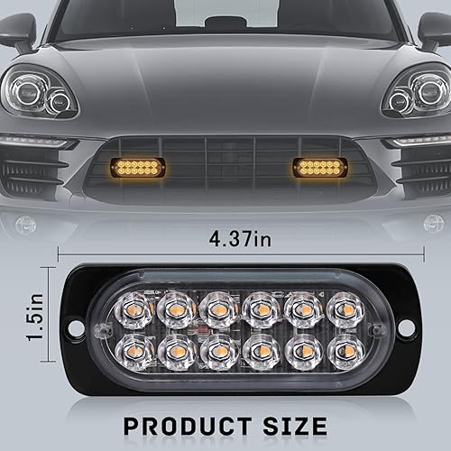 Miniatura 9 de Paquete de 4 luces estroboscópicas LED para vehículos, camiones, kit de luces estroboscópicas de emergencia de 12 V a 24 V, advertencia de peligro,