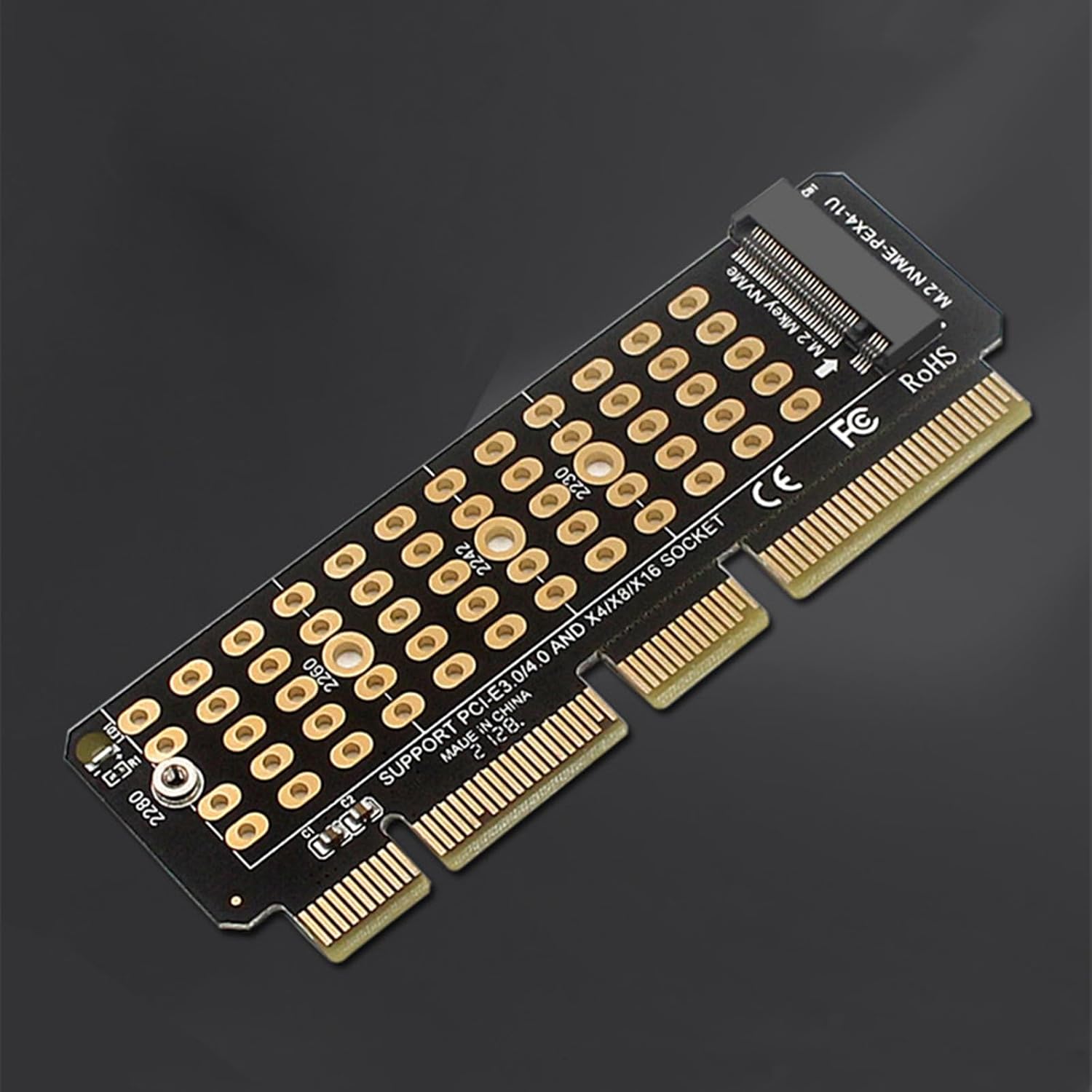Computer Motherboard PCIE X4 X8 X16 to NVME M-Key M.2 PCIE 4.0 3.0 SSD Hard Disk High Speed Expansion Card Adapter Upgrade Converter Support 1U Server Black