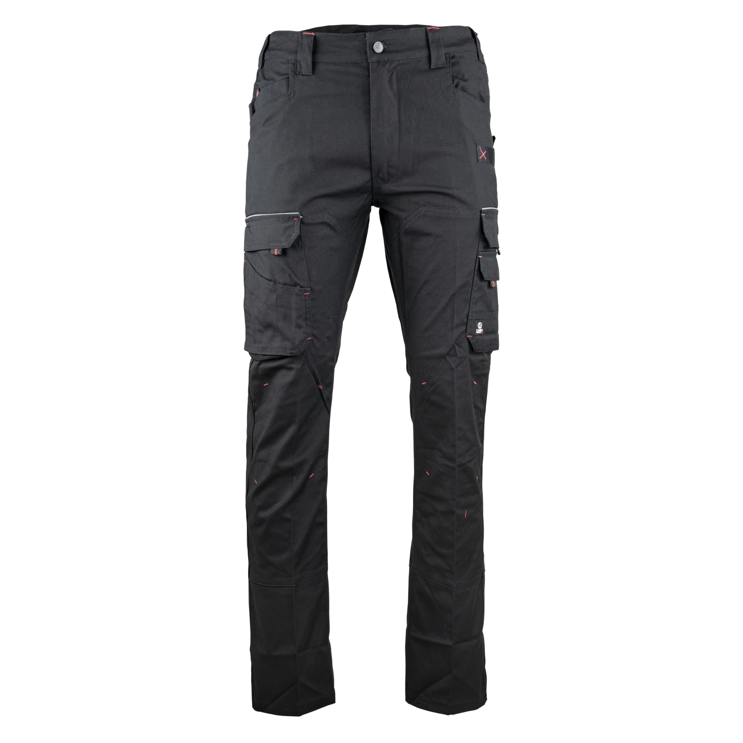 LMA WORKWEAR 1880 - Pantalon de Travail Stretch - 1425 Basalte - Multipoches, Extensible - Idéal BTP, Artisanat - Noir, Size 42 - Entrejambe 83