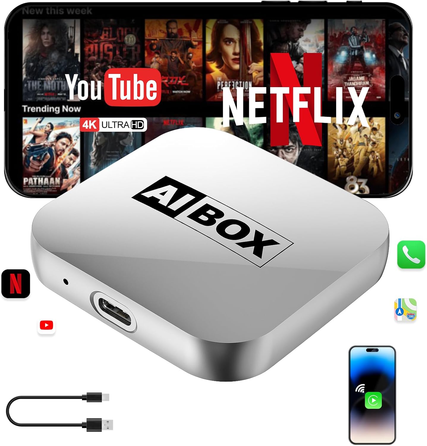 Wireless CarPlay Adapter 2026 Upgraded –AI Box Carplay Suitable for Apple iPhone & Android, with Compact Size, Plug-and-Play Convenience, and Fast, Stable Connection for CarPlay & Android Applications