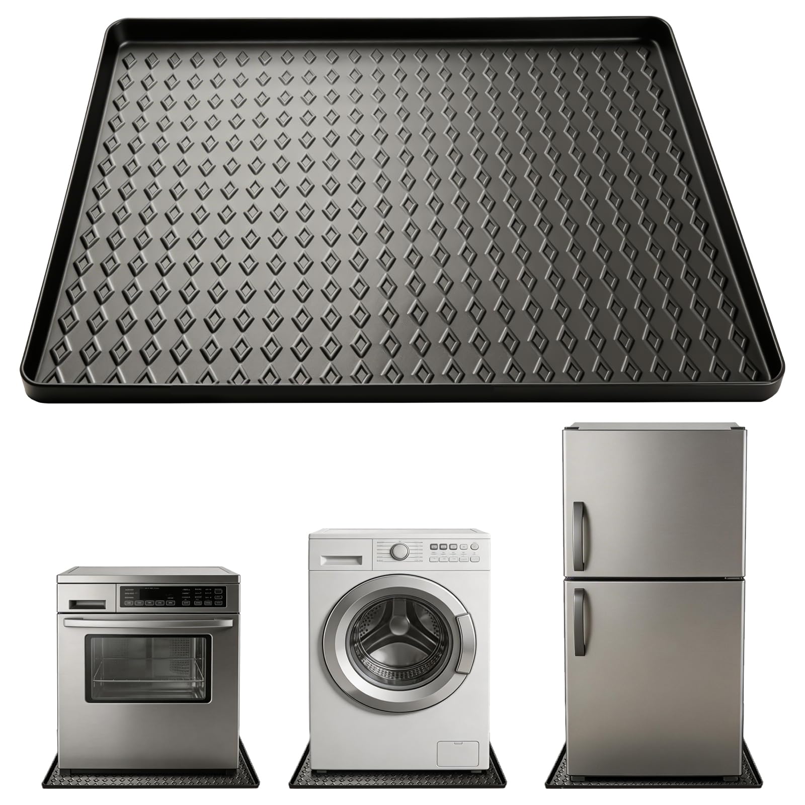 Silikon Kühlschrankmatte, 65x65cm, Kühlschrankmatten mit Erhöhtem Rand Kühlschrank Tropfschale Kühlschrank Bodenschutz, Unterkühlschrank Matten Bodenschutzmatte für Trockner Waschmaschine Tische