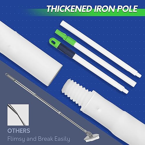 Miniatura 6 de BOOMJOY Cepillo de limpieza de ducha 4 en 1, juego de limpiador extensible de 58 pulgadas para bañera y azulejos, cepillo de lechada con mango