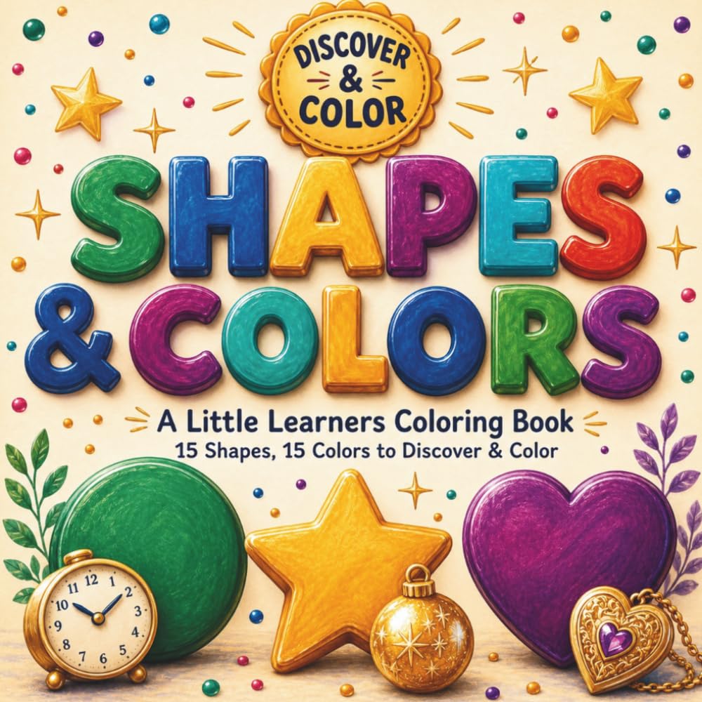 Shapes & Colors: A Little Learners Coloring Book: 15 Shapes, 15 Colors & Real-World Examples for Toddlers and Preschoolers Ages 1-4 | Bonus Activity Pages, Single-Sided