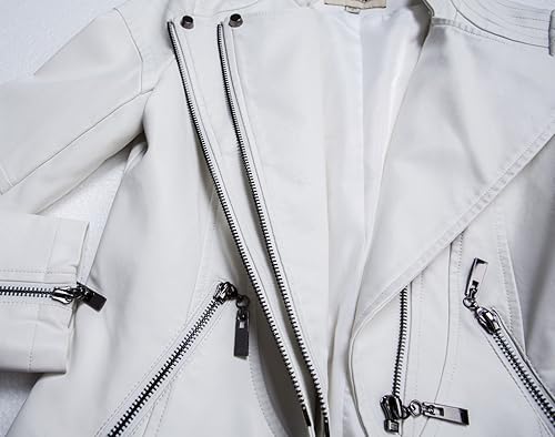 Miniatura 5 de Chouyatou Chaqueta acolchada de piel sintética con cremallera para mujer Blanco