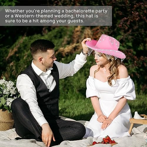 Miniatura 6 de Rhinestone Cowboy Hat - Bridal Cowgirl Hat for Women Bride to Be, Rhinestones Cowgirl Hat