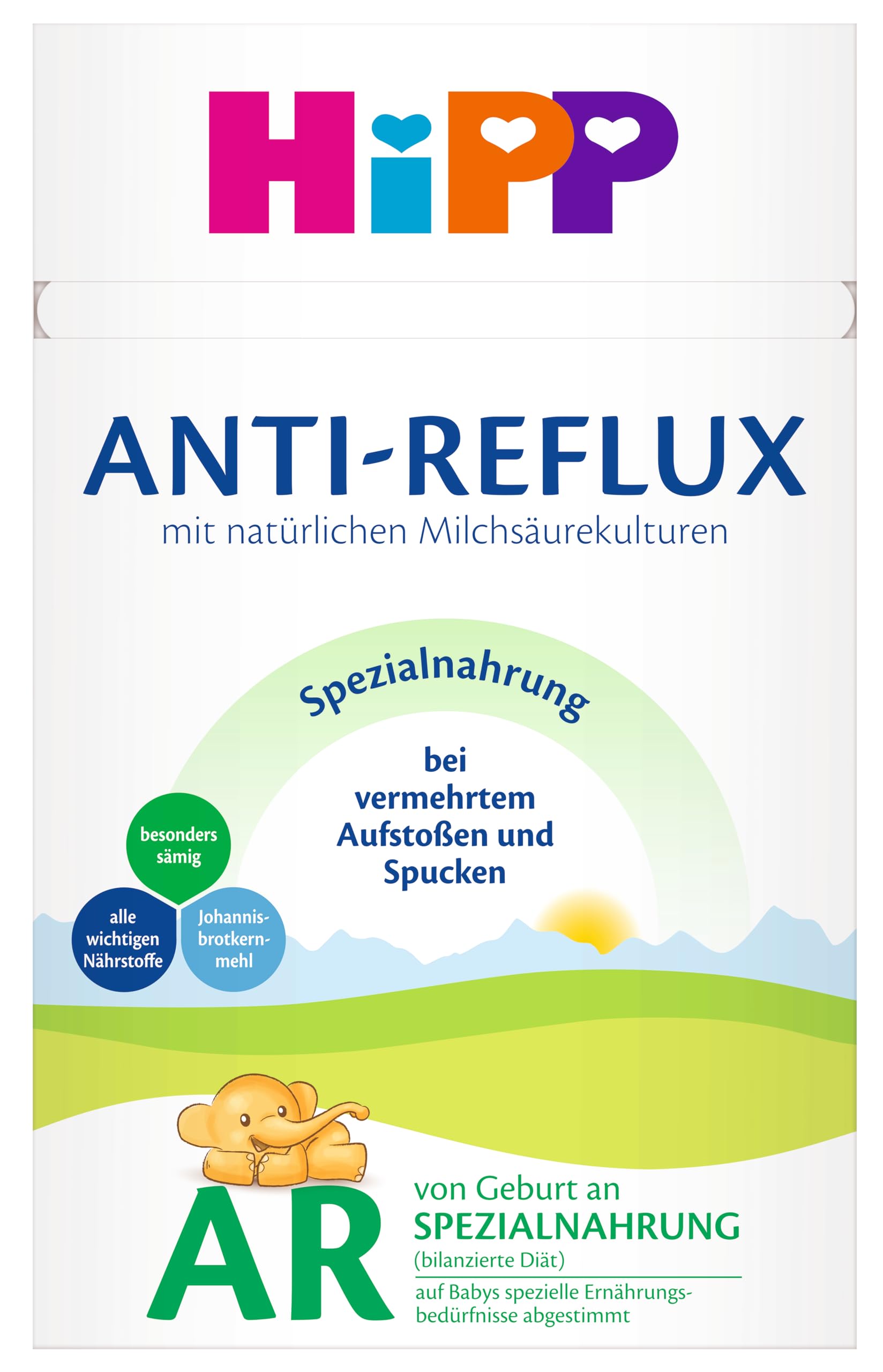 HiPP Anti-Reflux Spezialnahrung 4 x 600g - von Geburt an, sämig, Diätmanagement bei Spucken und Aufstoßen