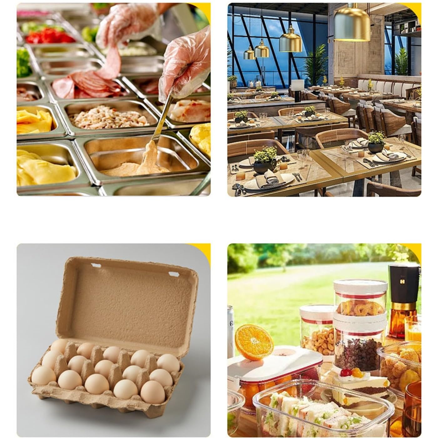 50pcs Caja huevos pulpa biodegradable, bandeja protectora antiimpacto tapa abatible, embalaje envío varios tamaños for granja alimentaria(4-egg cartons)