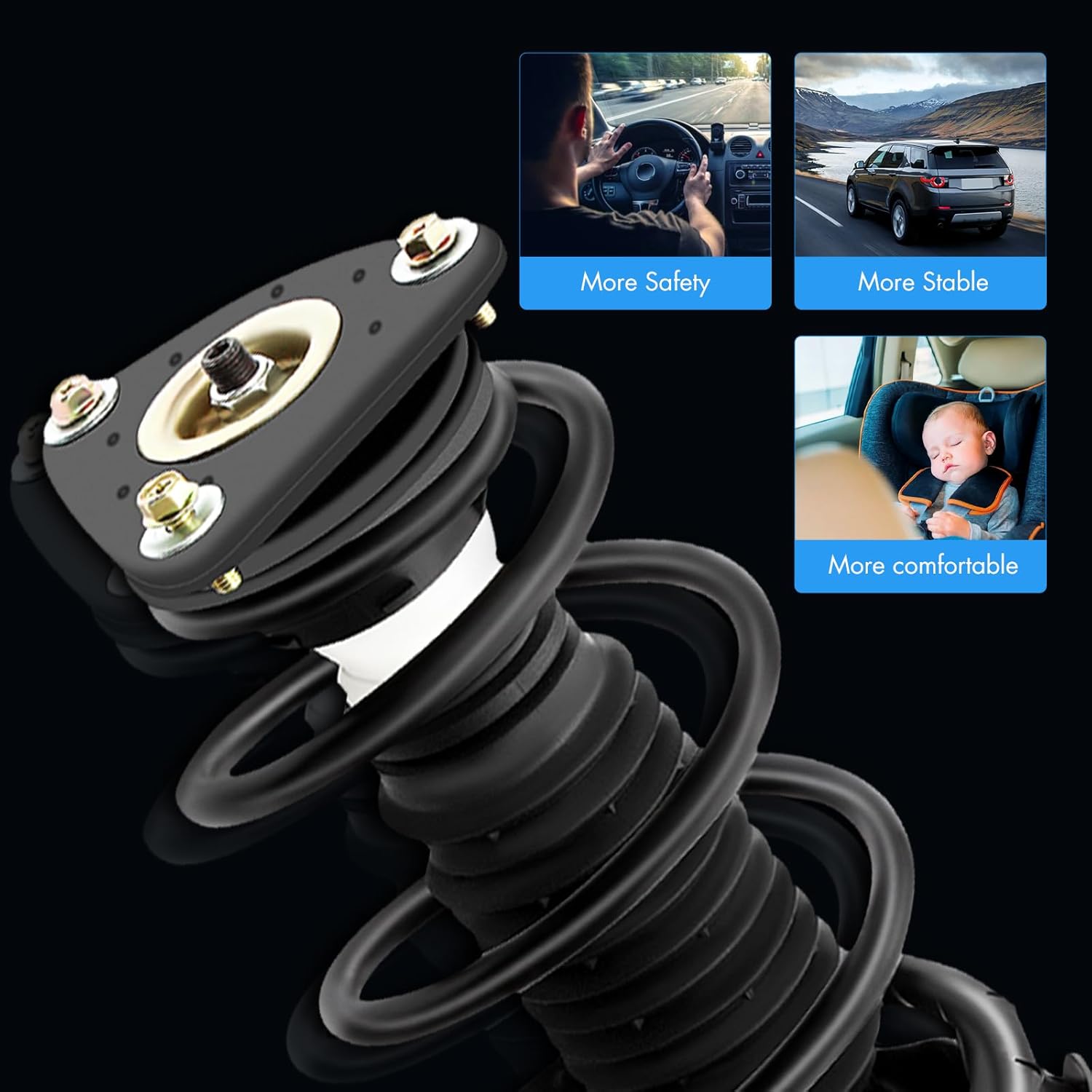 ASAPE 2PCS Front Complete Struts Assembly w/Coil Spring and 2PCS Rear Shock Absorber Fit for 2006-2010 for Mazda 5 2004-2009 for Mazda 3 Replace OE 172264 172263 5607