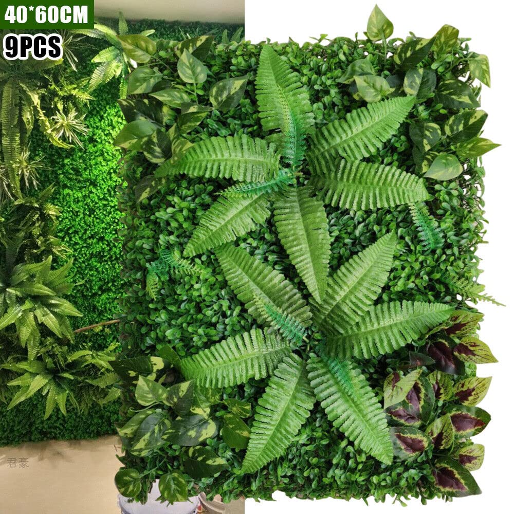 9 Tabletten Simulation Pflanzenwand, 40x60cm Miniaturgarten, DIY Garten Deko, Kunstrasen Miniatur Moos Für Garten Hochzeit Wanddekoration Und Hausgarten Indoor Outdoor Decor, 247 Gabeln,Grün