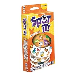 Asmodee Spot It! Animals (2024 Refresh) - Eco-Blister Edition, 5-in-1 Visual Perception Game for Quick Reflexes and Family Fun, Ages 4+, 2-8 Players, 15 Minute Playtime