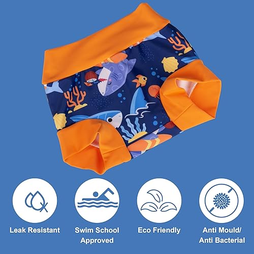 Vista 4 de BIG ELEPHANT Pañales de natación para bebé, paquete de 36 Pañales reutilizables impermeables, trajes de baño suaves y transpirables para niños