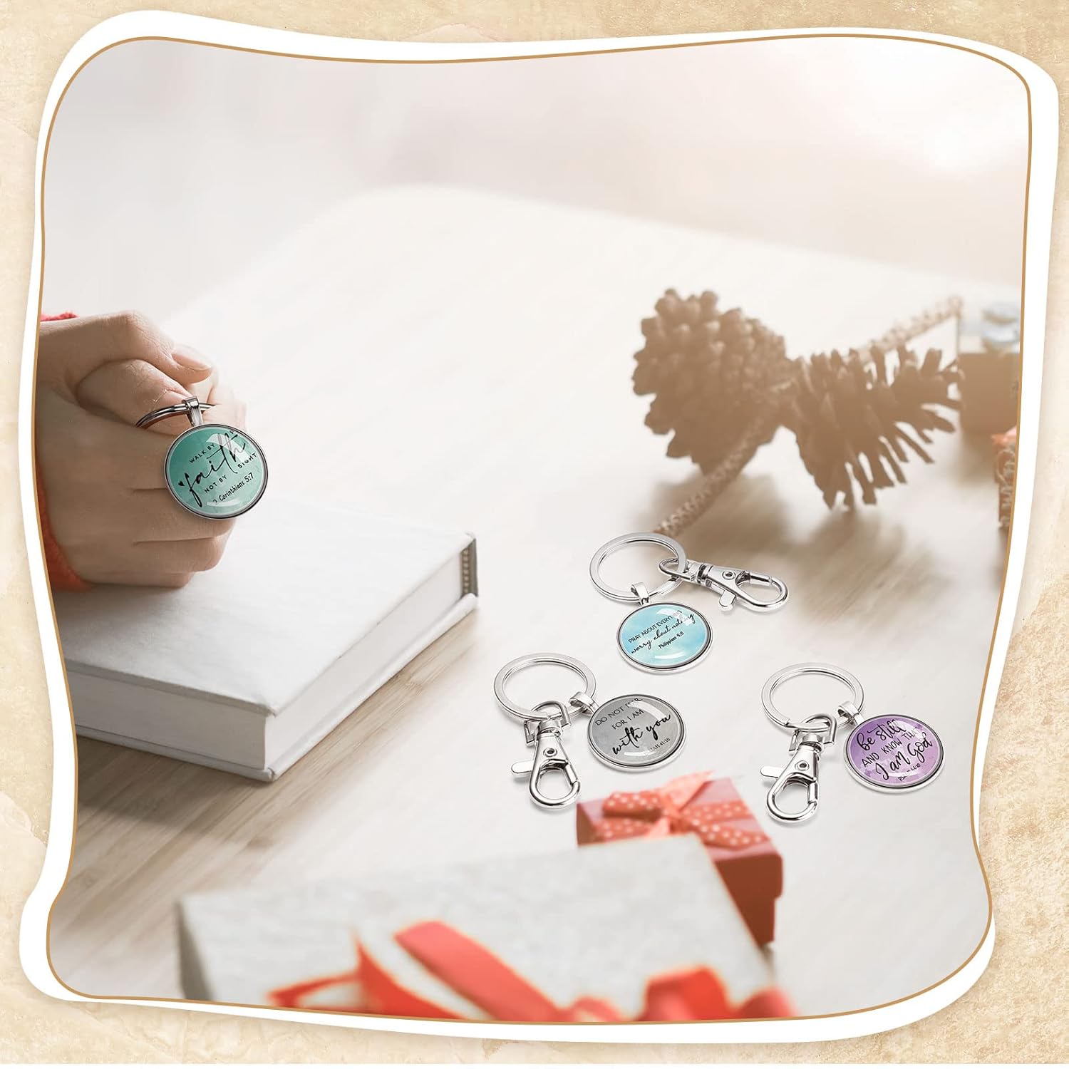 Miniatura 7 de Llavero religioso con versículo de la Biblia, llavero cristiano, regalos religiosos inspiradores para hombres y mujeres (estilo lindo, 18 piezas),