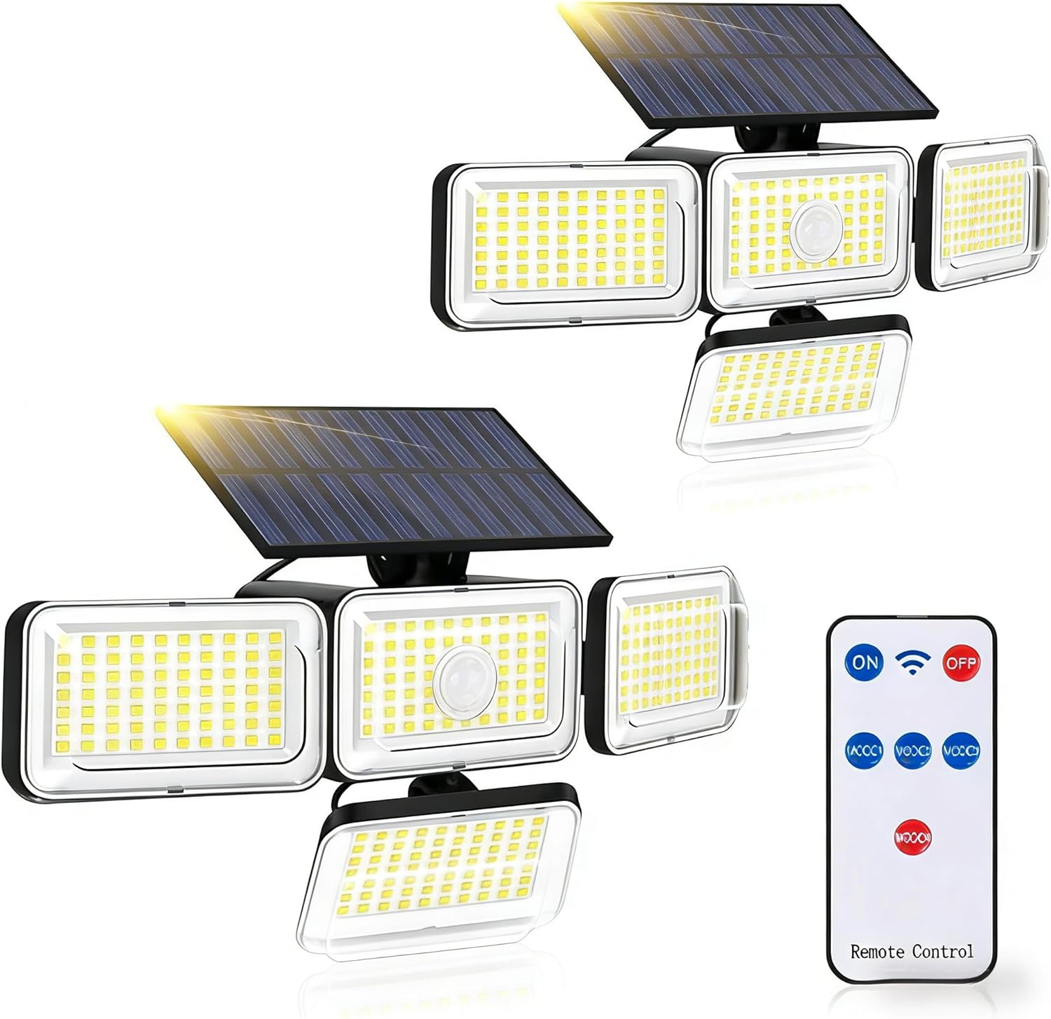 Solar Lights Outdoor 2 Pack with Remote Control, IP65 Waterproof Solar Lights for Outside Patio Wall