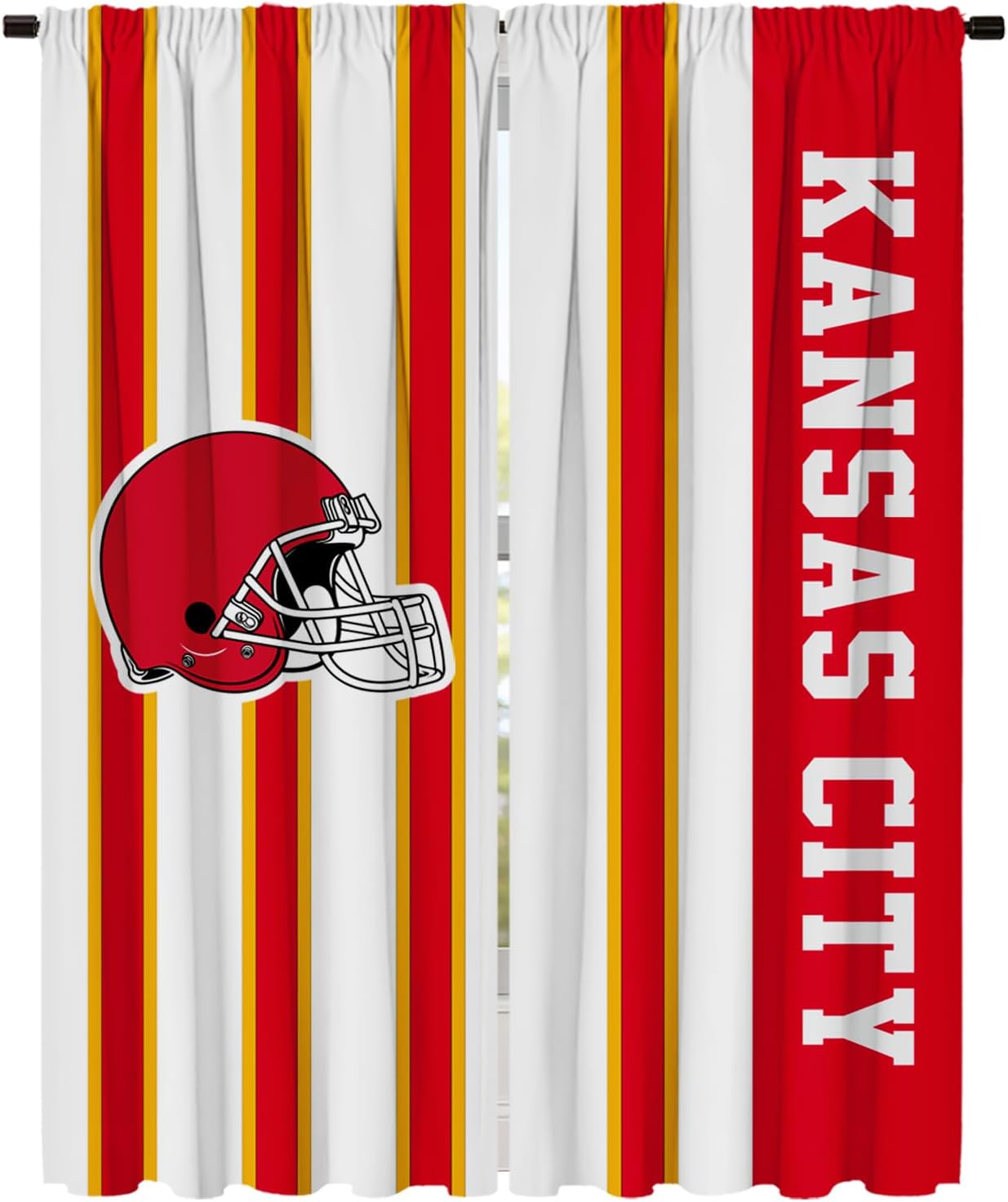 Kansas City Blackout Curtain Panels, Customizable Size, Text, Logo, Rod Pocket Window Treatment Curtains Drapes 2 Panels for Bedroom Livingroom, City and Football Team Design
