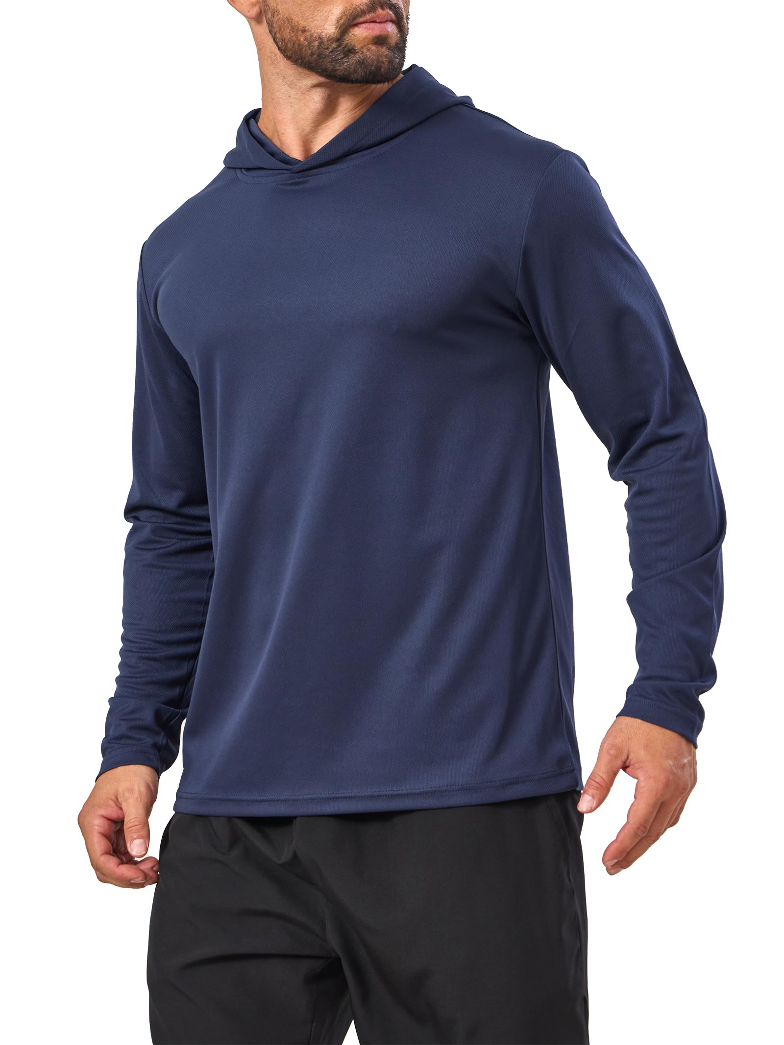 Paquete de 5 sudaderas con capucha de protección solar para hombre, camisetas de manga larga UV, secado rápido, ligeras, para trabajo, atletismo, verano
