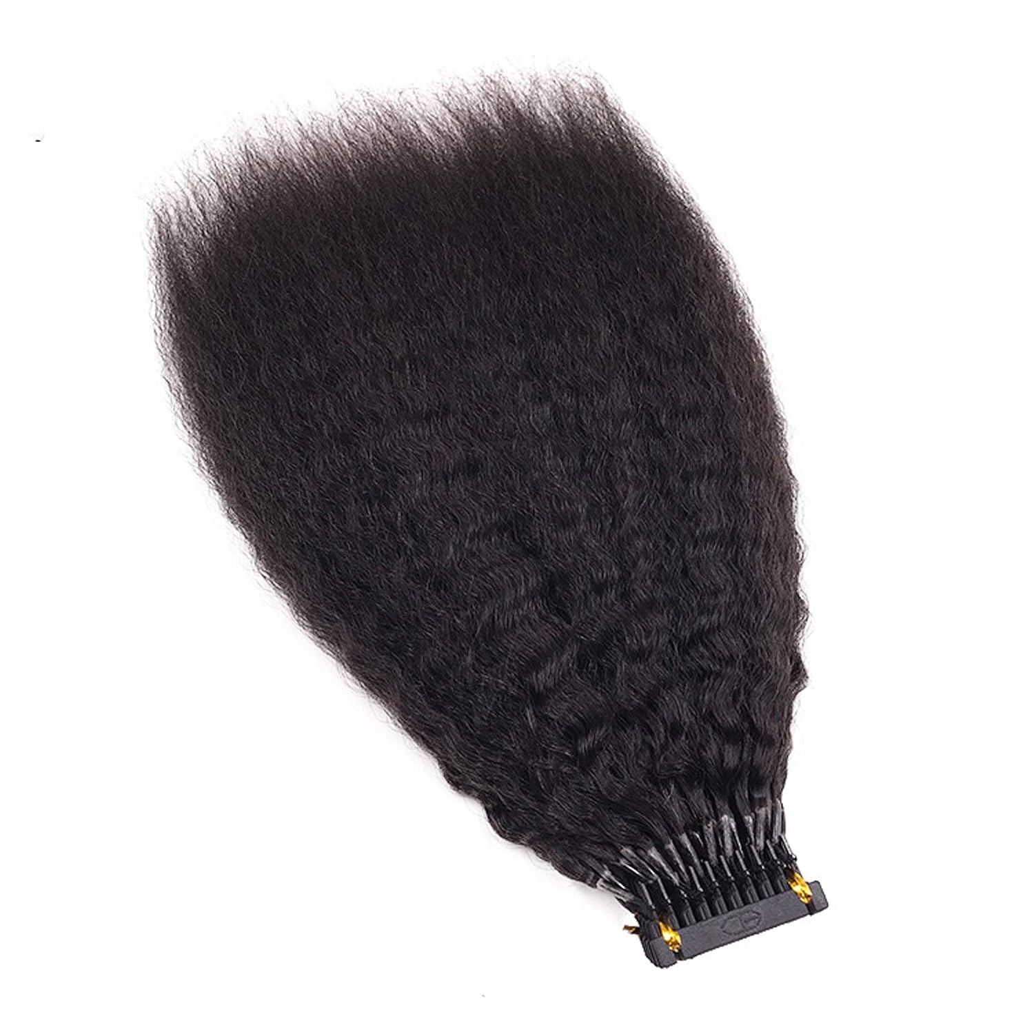 6D Hair Extensions Kinky Straight Human Hair Yaki Straight Hair Virgin Human Hair First Generation Invisible Hair Extensions 10 Rows 100G,12inch (30cm)