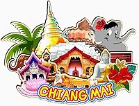 Vista 1 de Chiang Mai Tailandia imán de nevera de madera 3D monumentos de viaje coleccionables recuerdos decoración hecha a mano - 2