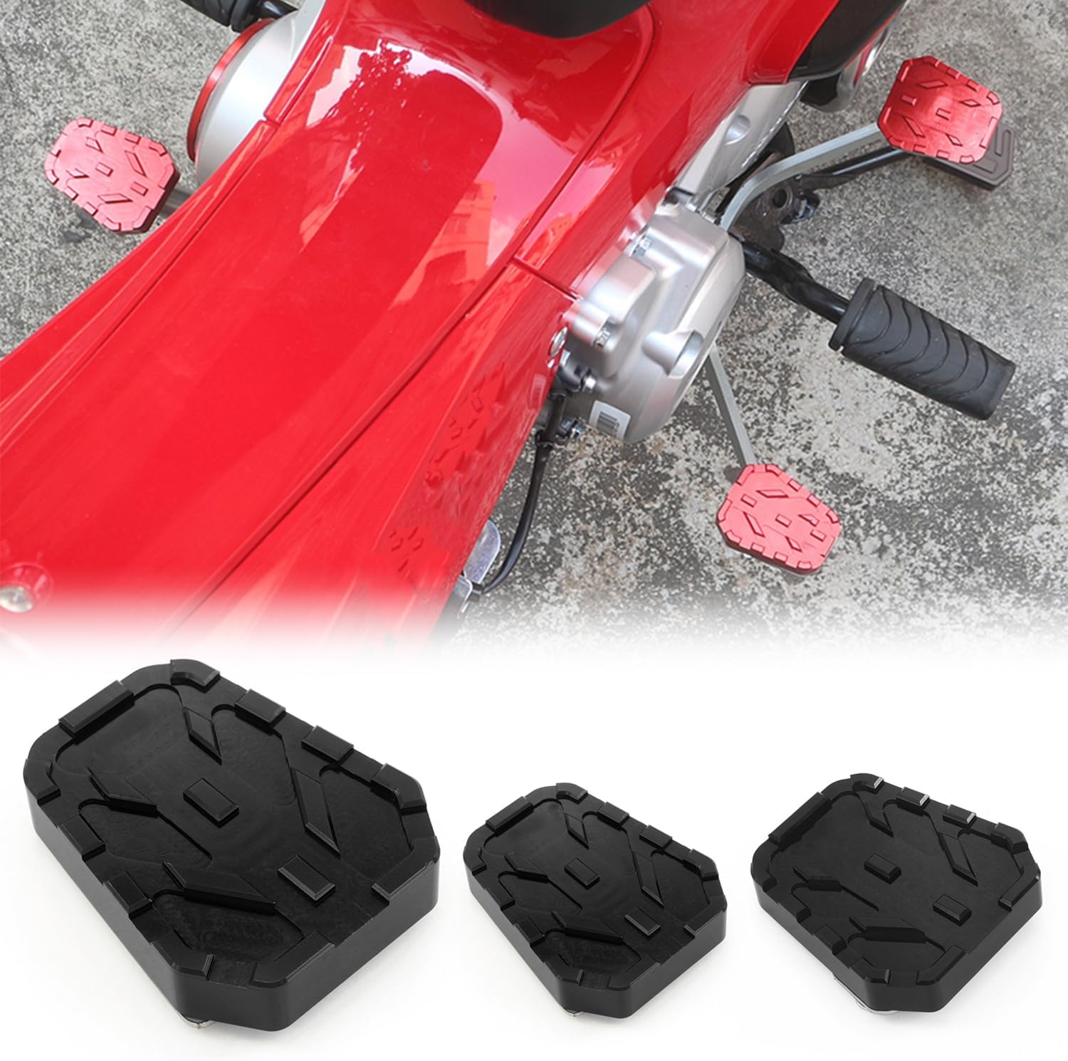 Heinmo Motorcycle Brake Lever Pedal Upshift Downshift Brakeshift Extension Peg Foot Pads Compatible with WING Cross Cub 110 CC110 Anti Skid Extender (Black,3in1)