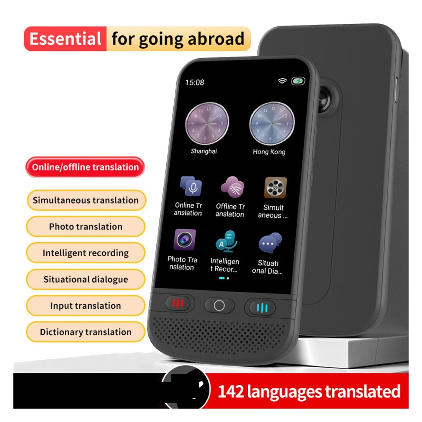Traducteur de langue en temps réel Voix Texte Photo Voyage hors ligne à l'étranger Traduire Écran tactile Traducteur simultané multilingue