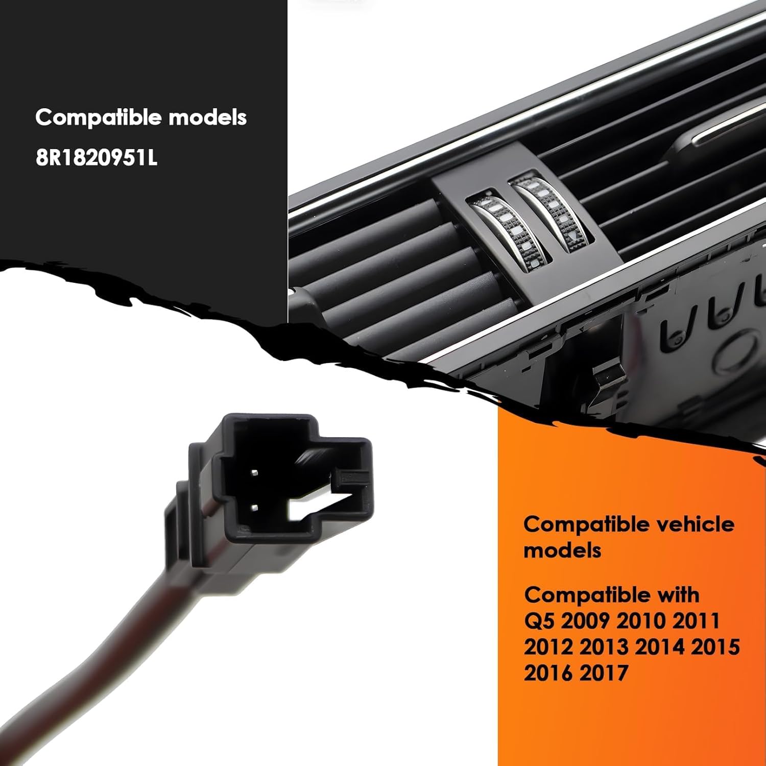 8R1820951L Car Front AC Vent Grille Outlet Panel Compatible with Q5 2009-2017 Dashboard Vent 8R1820951GWVF