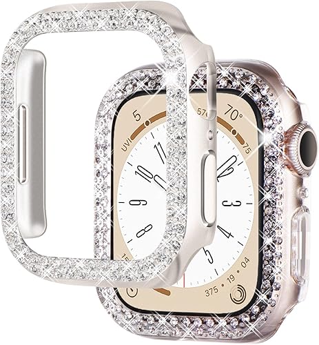 Miniatura 1 de NewWays Paquete de 2 fundas brillantes compatibles con Apple Watch Series 8 de 1.614 pulgadas serie 7, parachoques protector para iWatch Series 87